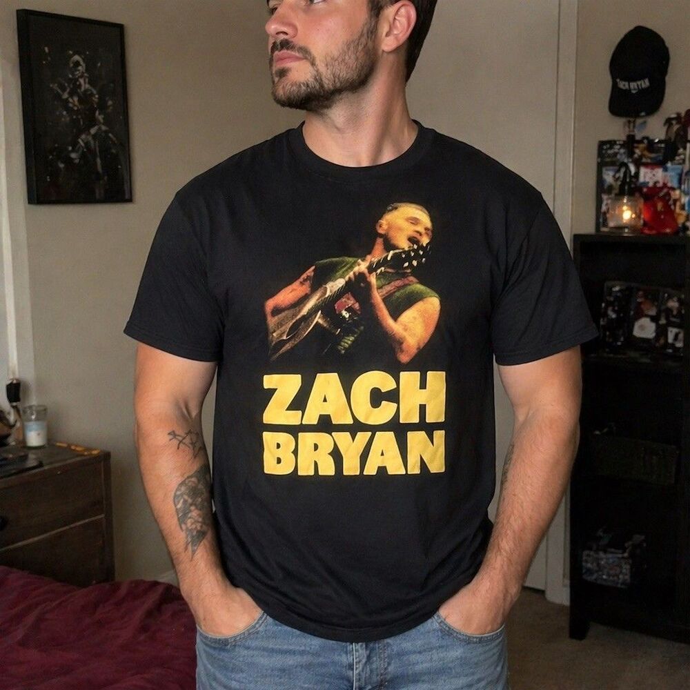 Zach Bryan Quittin' Time Tour Graphic T-Shirt Black Unisex XL Double-Sided